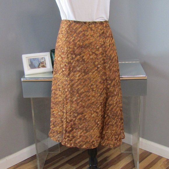 Rena Rowan Orange Brown Chiffon Skirt Size 8P - Picture 4 of 5